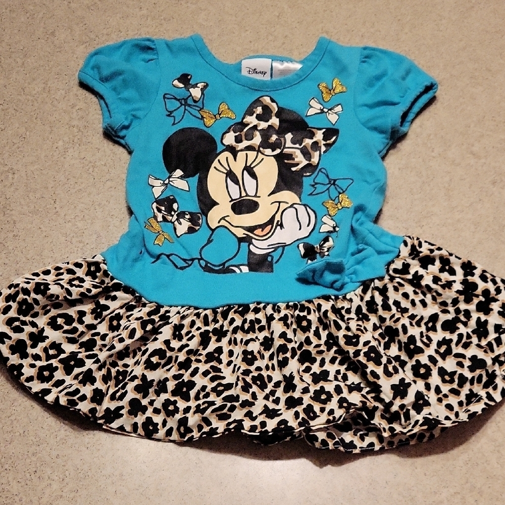 Disney Minnie Mouse Blue and Leopard Dress - Picture 1 of 6